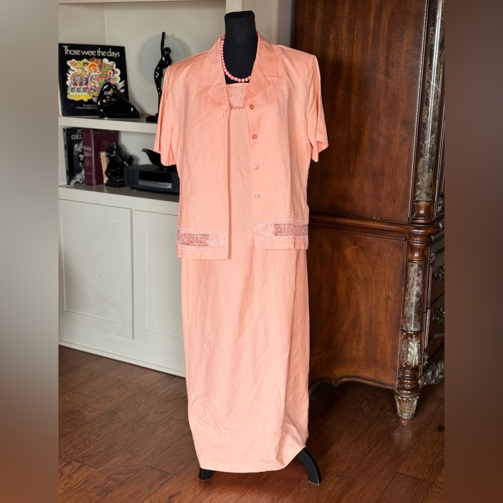 BFA Rayon Blend 2 Piece Pastel Orange Dress